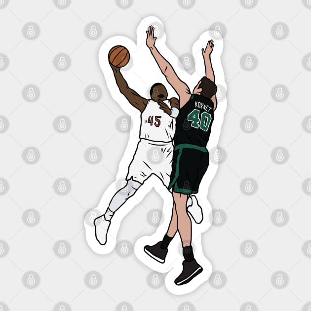 Donovan Mitchell Dunks on Luke Kornet Sticker by rattraptees